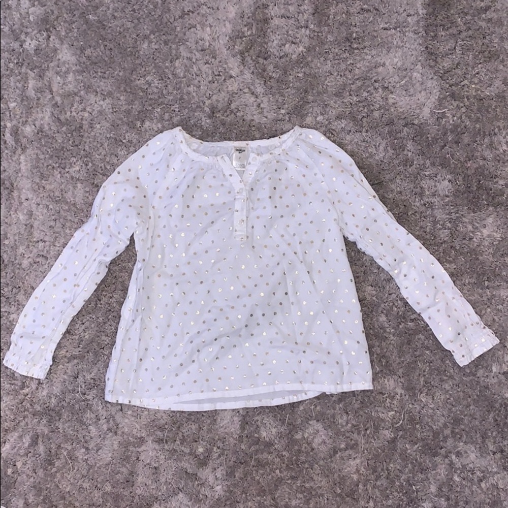 Oshkosh white and gold polka dot top